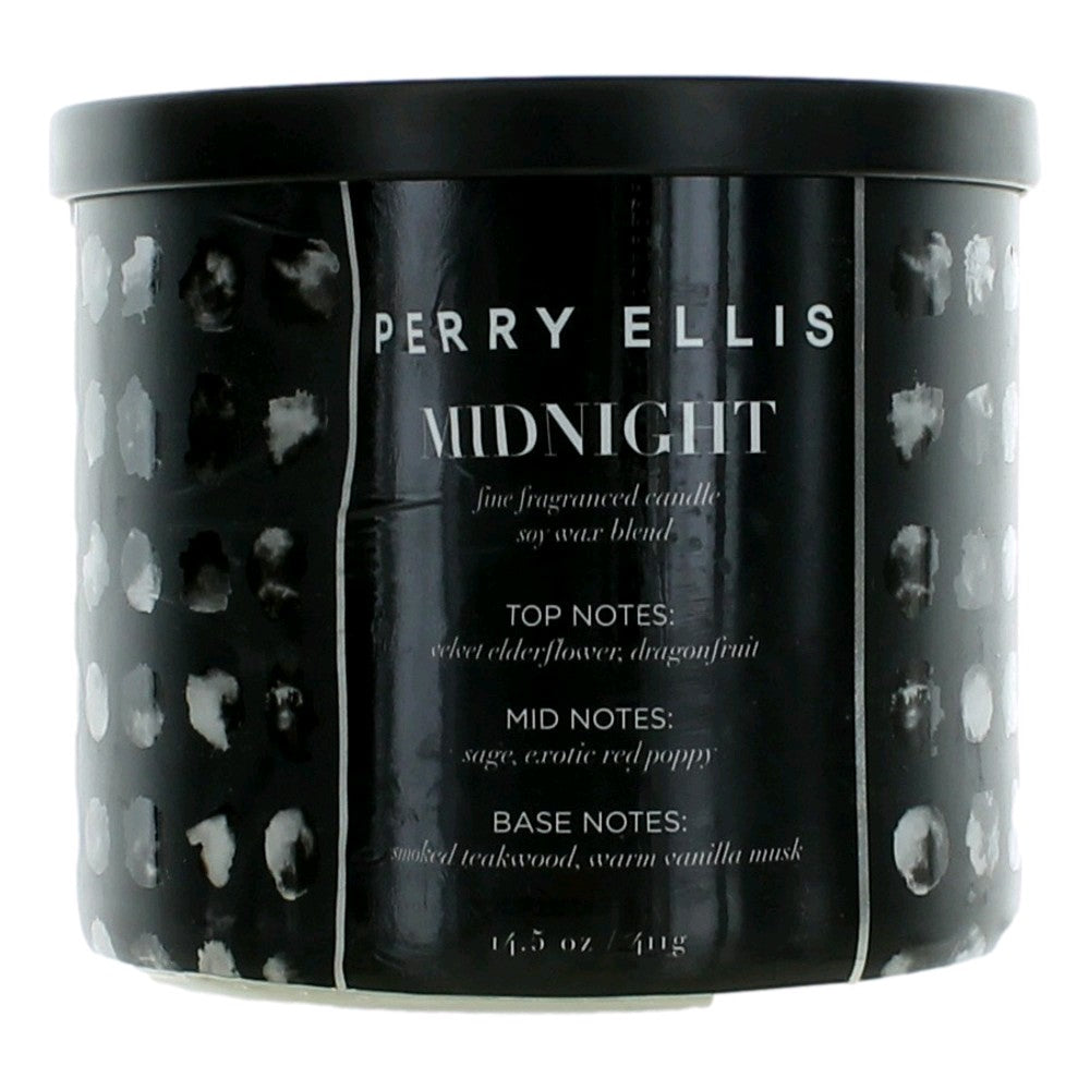 Jar of Perry Ellis 14.5 oz Soy Wax Blend 3 Wick Candle - Midnight